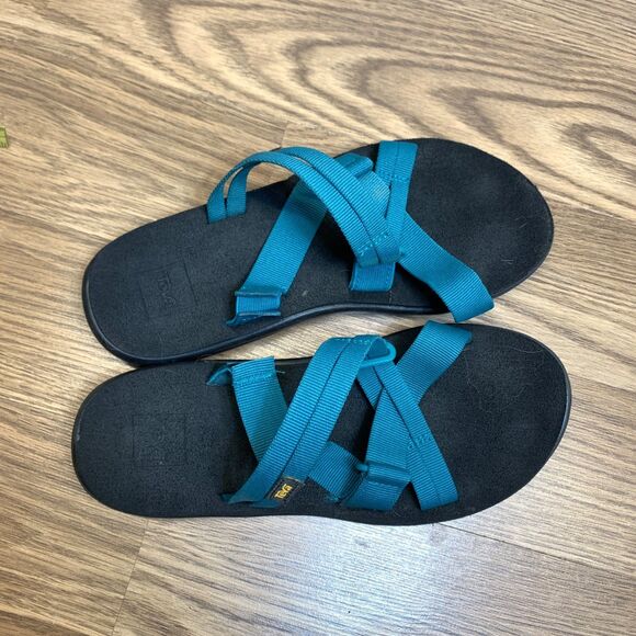 Teva Voya Sandals Women's 8 Blue Teal Slide  Strappy Comfort Flip Flop Beach - Picture 7 of 9